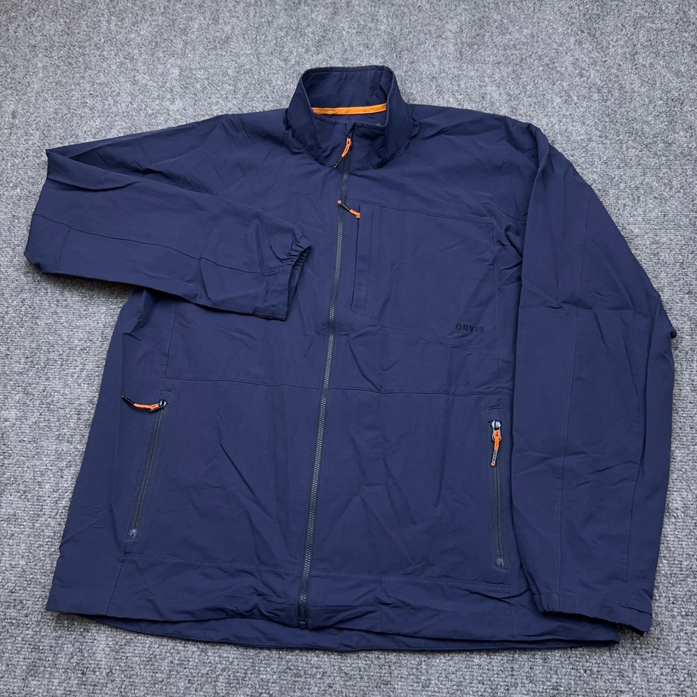 Orvis Jackson Quick-Dry Jacket Mens Large Navy Blue Full Zip Cordura Lightweight